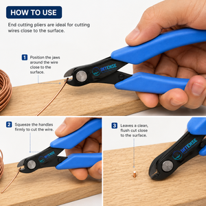 Pince coupante professionnelle de précision pour la découpe de fils, outil manuel pour la fabrication de bijoux, en acier à haute teneur en carbone, poignée bleue - Product Image 6