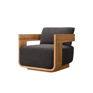Modern Solid Wood Garden <b>Sofa</b> Chair Upholstered Outdoor Lounge Armchair Patio Leisure Seating Living Room <b>Waterproof</b> Cushion - Product Image 1