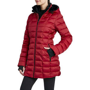 Chaqueta acolchada 3/4 para mujer, impermeable, ecológica, transpirable, con capucha con ribete de piel sintética, ropa de abrigo de invierno, larga. - Product Image 5