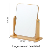 Miroir de maquillage carré sur pied avec cadre en bois, miroir de table cosmétique portable pour coiffeuse