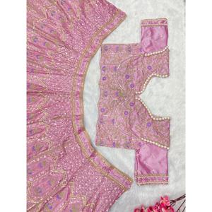 Magnifique Lehenga Choli brodé multi-fils pour les occasions spéciales, vêtements indiens et pakistanais - Product Image 5