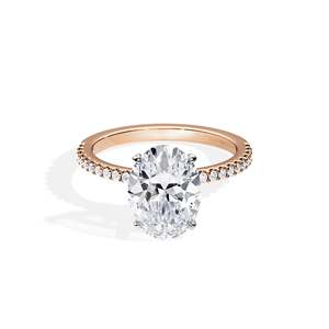 Oval Cut Diamond Engagement Ring 14k Gold Plated Pave Setting Prong Mount floral Women's Fine Jewelry - Product Image 2
