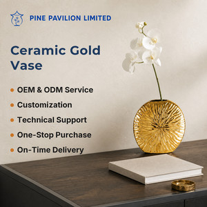 Vase en céramique Pine Pavilion, style européen vintage doré de luxe, vase à fleurs en céramique pour arrangement hydroponique, décoration intérieure - Product Image 3
