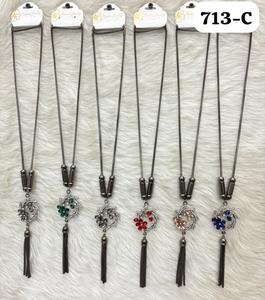 คอลเลกชันสร้อยคอยาวสีเมทัลลิกหลากสี PingBling พร้อมจี้รูปดอกไม้คริสตัลรูปพระจันทร์เสี้ยวและพู่ห้อยสำหรับผู้หญิง - Product Image 1