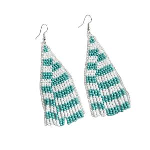 Rectangle Beaded <b>Earrings</b> Girls Christian Religious Symbol Handmade Geometric Seed Bead Dangle <b>Earrings</b> Bold Trendy Modern High - Product Image 2