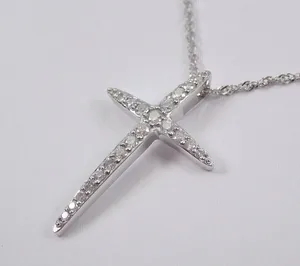 Round Cut Simulated Diamond Women's Stunning Cross Pendant 14k White Gold Plated - Product Image 5