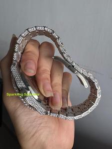 Montre de luxe pour homme avec cadran en diamant Moissanite VVS, cristal saphir, bracelet en acier inoxydable, style Hip Hop, affichage analogique glacé - Product Image 6