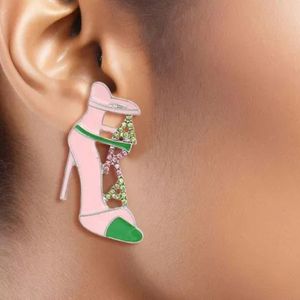 Pink Green <b>Heel</b> <b>Stud</b> Earrings Women Fashion Jewelry Crystal High <b>Heel</b> Design Earrings Elegant Accessory Gift for Party Daily - Product Image 3