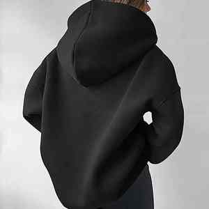 Pull à col zippé en maille gaufrée personnalisé pour femme, sweat-shirt simple et tendance en maille gaufrée, pull à capuche en maille gaufrée - Product Image 2