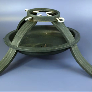 Vintage Large Pressed Metal Christmas <b>Tree</b> Stand with Green Finish - 8" tall x 26" across - Product Image 1