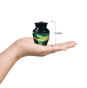 Green Forest Landscape Cremation Urn Keepsake Ashes <b>Vase</b> Decorative <b>Memorial</b> Container Home Display - Product Image 5