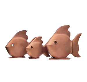 Ensemble de figurines de poissons en aluminium faites à la main, sculpture d'animaux rustiques sculptés, décoration pour la maison et le jardin - Product Image 1