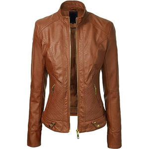 Chaqueta de Motocicleta de Cuero para Mujer, Resistente al Viento, de Alta Calidad, Tejido Personalizable, Logotipo Personalizado, Color Personalizado, Cierre de Cremallera - Product Image 4