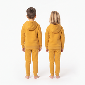 Conjunto Deportivo Unisex para Niños, Cómodo, de Algodón, Sudadera con Capucha y Pantalones de Algodón Grueso con Cierre Completo, Estilo Casual - Product Image 2