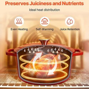 Pentola Olandese da 6 Quarti con Coperchio e Doppi Manici per Stufati e Arrosti - Product Image 4