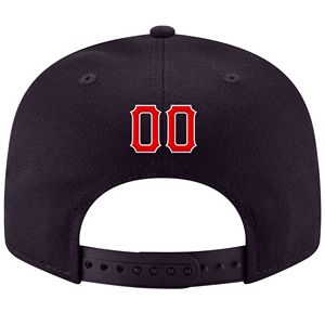 Casquette snapback marine à 6 panneaux avec broderie rouge et blanche, unisexe, décontractée - Product Image 3