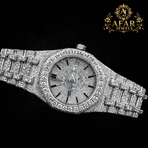 Reloj de Moissanita con Incrustaciones de Diamantes para Hombre, Reloj de Pulsera Analógico con Esfera Redonda de Acero Inoxidable, Resistente al Agua, Estilo Hip Hop - Product Image 1