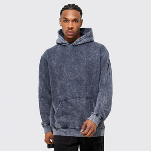 Sweat à capuche pour homme 100% Coton, coupe oversize, en molleton bouclette épais, délavé à l'acide, effet soleil et vieilli, pour l'hiver, Fourniture ODM - Product Image 3