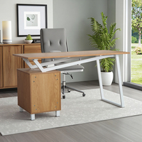 Bureau d'ordinateur moderne pour le télétravail, bureau d'écriture en bois carré avec armoire de rangement à 3 tiroirs