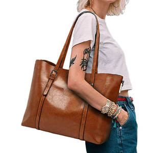 Wholesale Handmade Customized Genuine Leather Water Resistant <b>Tote</b> <b>Bag</b> Fashion Zipper Shoulder Handbag Large Capacity - Product Image 6
