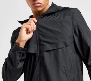 Chaqueta Cortavientos Casual de Poliéster con Capucha para Hombre, Estilo Urbano, para Otoño, con Cierre de Cremallera, Color Liso, Corte Regular - Product Image 4