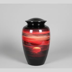 Aluminum Urn with Secure Lid for Human Ashes - Metal Cremation Urn Adult Size - Polished <b>Memorial</b> <b>Vase</b> - Product Image 2