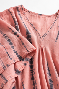 Robe longue maxi bohème tie-dye à col en V pour femme, 100 % coton, coupe moderne, taille naturelle, écologique, pour soirée, 3XL - Product Image 6
