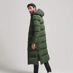 Muzamin Apparel Plus Size Men's Eco-Friendly Breathable 100% Polyester <b>Lightweight</b> Hooded <b>Long</b> Casual Winter Puffer <b>Coat</b> - Product Image 2