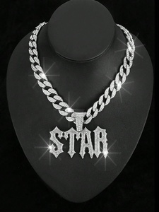 สร้อยคอเงินชุบทอง 10k แบบ Cuban Link พร้อมจี้รูปดาวประดับโมอิสซาไนต์ สไตล์ฮิปฮอป สำหรับผู้ชาย เป็นของขวัญแฟชั่น - Product Image 1