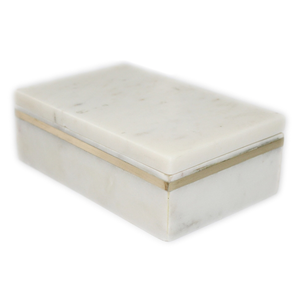 Caja de Almacenamiento de Joyas de Mármol de Lujo, Elegante Organizador de Joyas con Líneas de Latón, Proveedor Mayorista - Product Image 1