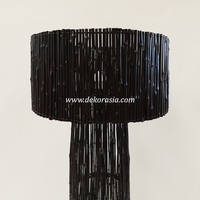 Lampe sur pied moderne Sena en bambou noir avec commande tactile LED, abat-jour jaune pour salon, chambre, hôtel, décoration intérieure