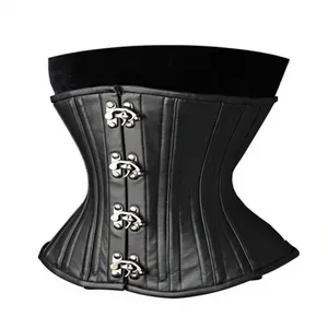 Women's Goth <b>Punk</b> Plus-Size Zipper Leather Corset Shapewear Waist Cinchers with Satin Fabric Quick Dry Feature Firm Control - Product Image 5