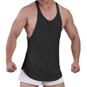 Camiseta sin Mangas Deportiva de Poliéster Tejido Transpirable para Hombre, Estilo Racerback Negro de la Mejor Calidad - Product Image 2