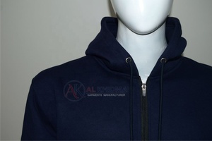 Sudadera con Capucha Ligera Azul Marino para Hombre, 250 GSM, Cierre Completo, Corte Regular, Felpa de Algodón, Bolsillo Frontal, Diseño Estampado, Etiqueta Personalizada - Product Image 4