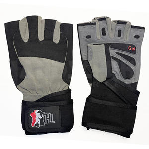 Gants de musculation professionnels gris et noirs avec bandes de maintien robustes pour les poignets |   Poignée antidérapante de qualité supérieure pour un équipement de musculation ultime - Product Image 1