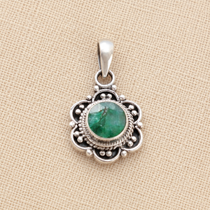 Vintage Natural Green <b>Emerald</b> Flower <b>Pendant</b> Necklace 925 Sterling Silver Rose Gold Yellow Gold Plated Handmade Gemstone Jewelry - Product Image 6