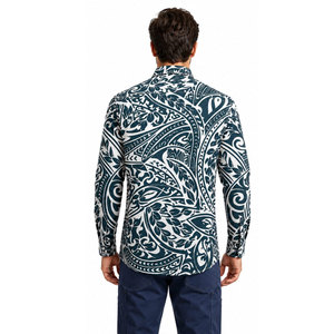เสื้อเชิ้ตฮาวายแขนยาวสำหรับผู้ชาย ลายชนเผ่า พิมพ์ลายดิจิทัล ผ้าฝ้ายระบายอากาศ เสื้อแฟชั่นสำหรับทำงาน - Product Image 5