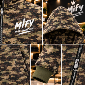 Nouveau Hoodie Zippé Premium 2026 en Gros avec Logo Sérigraphié, Hoodie Camouflage Oversize Décontracté pour Hommes - Product Image 6