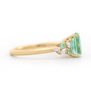 Women's Topaz Engagement Ring Radiant Cut Diamond Flower Design Prong Setting Romantic Gemstone Ring - Product Image 3