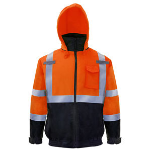 Chaqueta de seguridad de alta visibilidad personalizada con capucha impermeable reflectante ropa de seguridad de invierno cierre de cremallera transpirable de alta visibilidad - Product Image 1