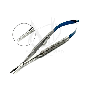 Porte-aiguilles chirurgical micro 18 cm droit à verrouillage, queue bleue, manuel, certifié CE, instruments de chirurgie dentaire en acier inoxydable - Product Image 1