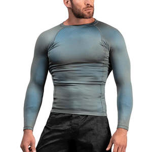 T-shirt Rashguard Homme Col Montant Musculation Surf Polyester/Coton Séchage Rapide Fitness Gym Course Personnalisable Logo Couleur 100% Haute Qualité - Product Image 1