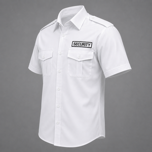 Camisa de Uniforme de Guardia de Seguridad Blanca, Manga Corta, con Botones, Doble Bolsillo, Ropa de Trabajo, Marca Personalizada, Estilo Polo para Hombre de Alta Calidad - Product Image 4
