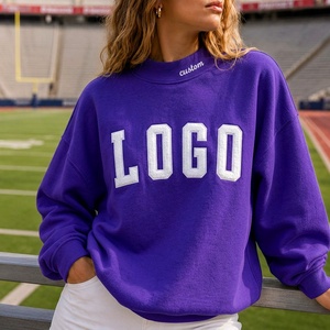 Sweat-shirt tendance en coton pour femme grande taille, col montant, avec logo personnalisé brodé ou imprimé, idéal pour l'hiver et l'automne - Product Image 1