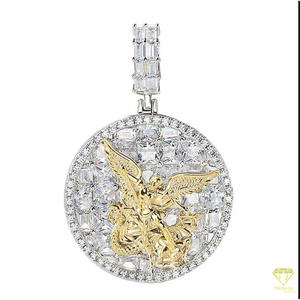 Colgante de Lujo San Miguel con Diamante Cultivado en Laboratorio, Diseño de Collar de Joyería Urbana Hip Hop - Product Image 6