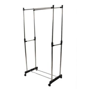 Appendiabiti a doppia barra in argento con ripiano per scarpe, supporto allungabile verticalmente per l'organizzazione domestica - Product Image 1