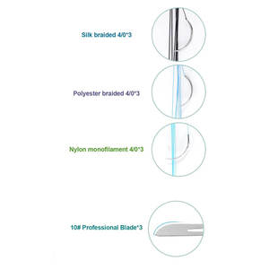 Stainless Steel Suture Training Kit for Medical Students with 17 Pre-Cut Wounds Pads <b>Tools</b> & <b>Thread</b> (CE Certified) By Dentavex - Product Image 2