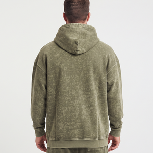 Sudadera con capucha para hombre, de algodón lavado, estilo acid wash, talla grande, hombros caídos, forro polar, estilo oversize, casual, streetwear - Product Image 6