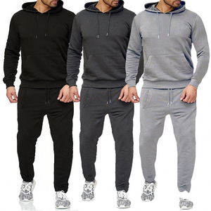 Ensemble de survêtement décontracté d'hiver pour homme, sweat-shirt à capuche uni surdimensionné et pantalon de jogging, ensemble de vêtements de sport athlétiques en 2 pièces - Product Image 1