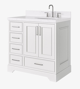 Meuble sous-vasque de salle de bain 36 pouces à étiquette privée Mary, avec vasque décalée à droite, 3 options de finition, vente en gros, usine du Vietnam - Product Image 2